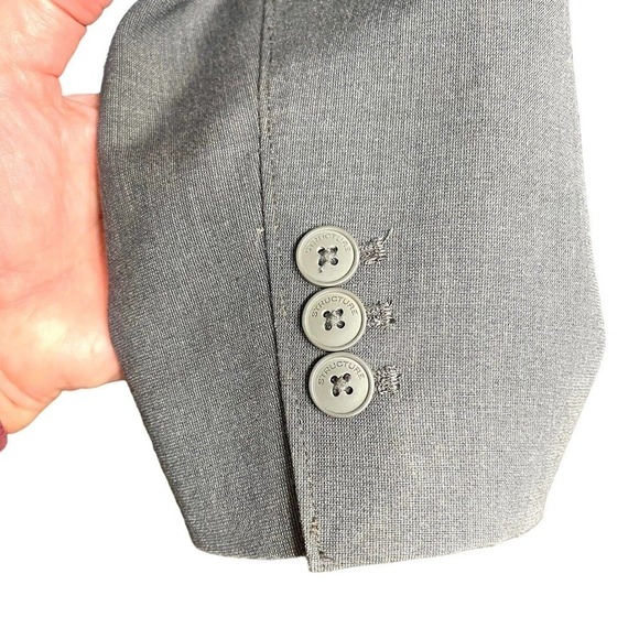 Structure Gray Wool Blend Patch Pocket Two-Button Sport Coat Blazer Jacket Sz M - Picture 5 of 8
